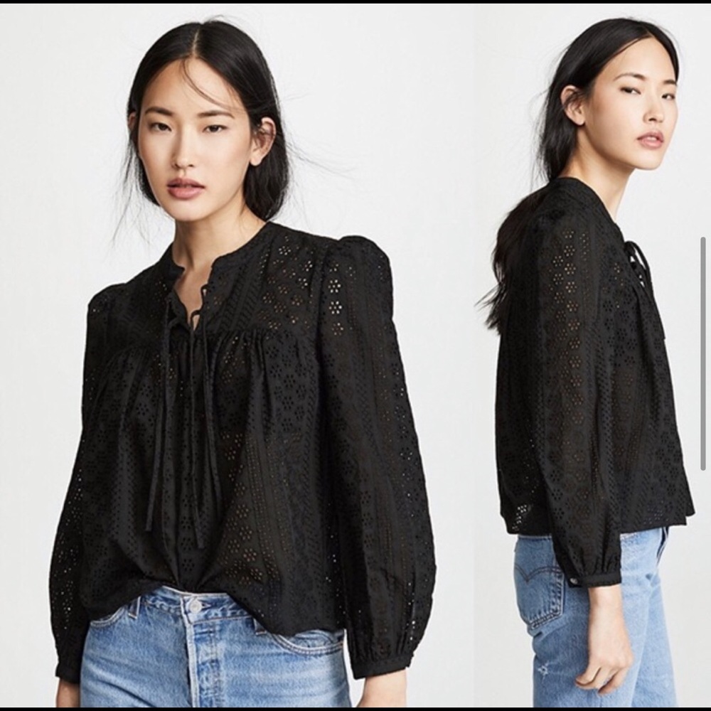 Madewell Black Eyelet Blouse - Picture 2 of 6